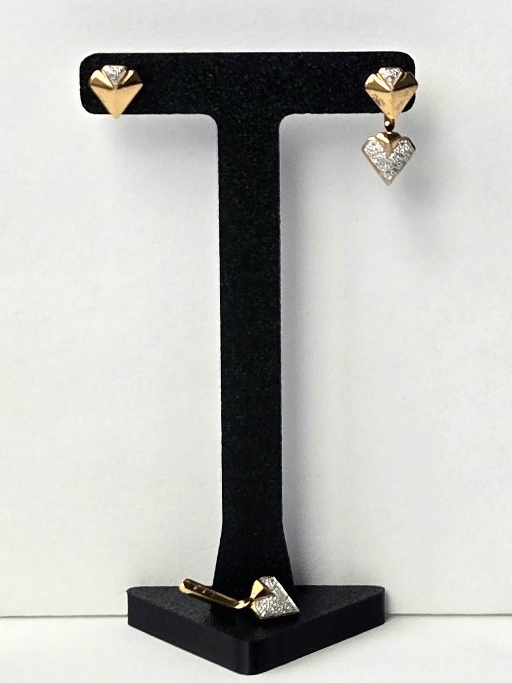925 Silver/Gold Vermeil Ear Jacket Facet Heart Stud Drop Earrings 4pc Set, India